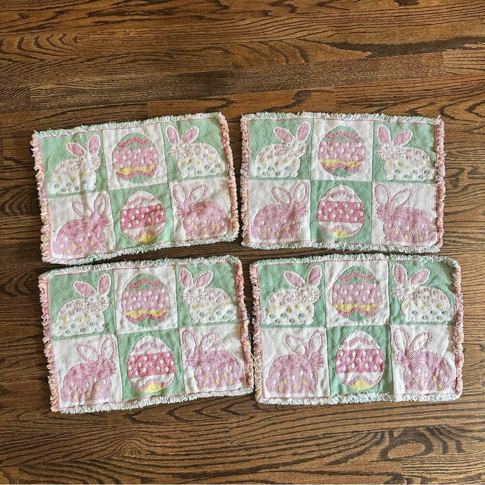 Vintage Placemats Easter patchwork woven - set of 4 placemats